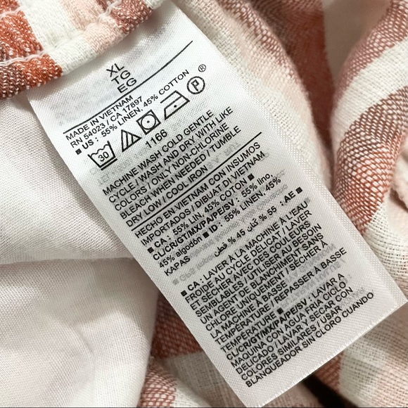 Old Navy XL High Rise Striped Linen Cotton Blend Elastic Waist Pull On Shorts - Picture 8 of 8